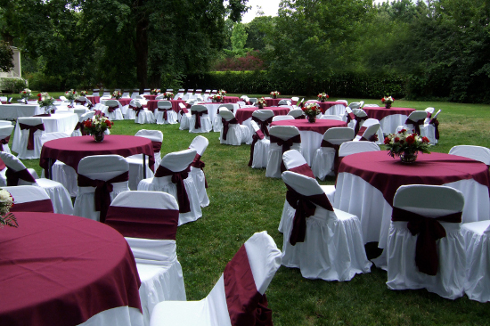 Settlemier House red tables for wedding